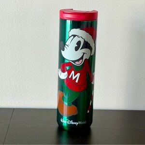 Starbucks Mickey Christmas Green Metal Tumbler 2022 Disney Parks